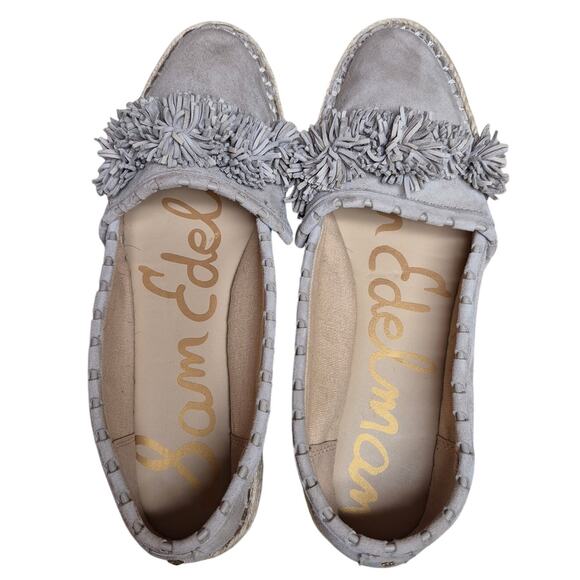 Sam Edelman Issa Bistro Taupe Tan Suede Fringe Espadrille Shoes Loafers Flats 8 - Picture 3 of 5